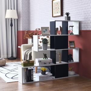 Costway Libreria a forma di scala a 5 livelli con ante, Scaffale decorativo in legno per il soggiorno e l’ufficio Nero