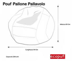 Pouf pallone pallavolo in ecopelle palla volleyball ø 90 tricolore italvolley
