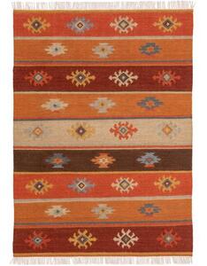 Tappeto in lana taftato a mano con motivo ornamentale e frange Zohra