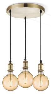 Lampadario a sospensione con filo VINTAGE 3xE27/60W/230V ottone