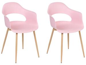 Set di 2 sedie da pranzo in materiale sintetico rosa gambe eleganti decorative stile contemporaneo Beliani