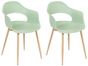 Set di 2 sedie da pranzo in materiale sintetico verde chiaro gambe eleganti decorative stile contemporaneo Beliani