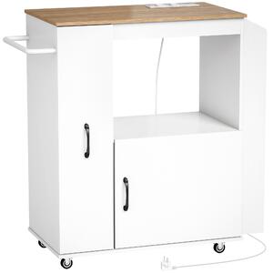 HOMCOM Carrello da Cucina con Presa di Corrente, Mobile con Ruote, Bianco | Aosom Italy
