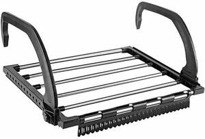 Stendibiancheria multifunzionale e pieghevole per balconi, in acciaio inossidabile, per scarpe e indumenti - Pieghevole e portatile - Da appendere a termosifoni, porte, docce o balconi - Nero