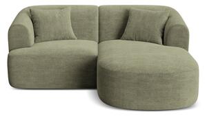 Divano angolare verde (con penisola a destra/con chaise lounge) con rivestimento in velluto a coste Campi – Cosmopolitan Design