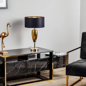 AILATI Mostra Ogiva - lampada da tavolo in tessuto nero e oro