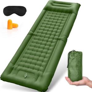 Materassino ultraleggero, impermeabile e autopieghevole da 11 cm con pompa a pedale e cuscino - lettino gonfiabile da esterno per escursioni all'aria aperta e viaggi
