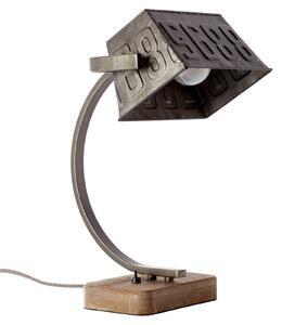 Brilliant Lampada metallica da tavolo Drake con base legno