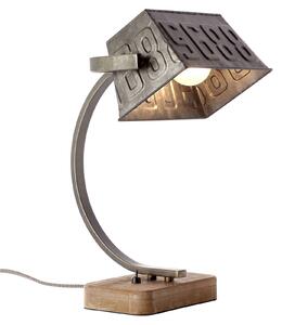 Brilliant Lampada metallica da tavolo Drake con base legno