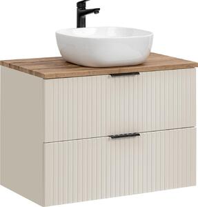 Mobile Bagno 80 Cm Cashmere Con Lavabo E Piano In Rovere Wotan