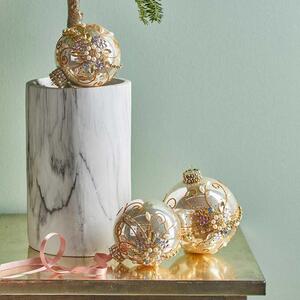 EDG - Enzo de Gasperi Decorazione natalizia palla di natale in vetro con perle renè Vetro Oro