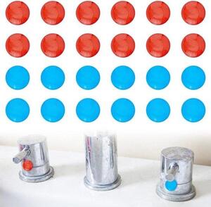 24 adesivi per rubinetti da cucina e da bagno in resina epossidica, rossi e blu, diametro 10 mm