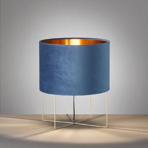 FISCHER & HONSEL Lampada da tavolo Aura, velluto, alta 43 cm, blu