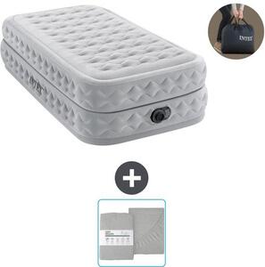 Materasso gonfiabile singolo 99 x 191 x 51 cm - Grigio - Con pompa e biancheria da letto