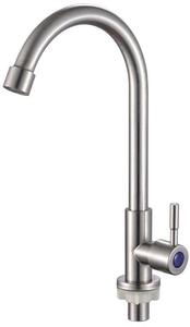 Rubinetto da cucina in acciaio inossidabile, girevole, solo acqua fredda, con manopola girevole