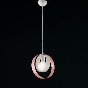 Sospensione Moderna 1 Luce Cerchi Ferro Bianco E Rosa Serie Bolla