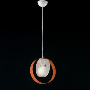 Sospensione Moderna 1 Luce Cerchi Ferro Bianco E Arancio Serie Bolla