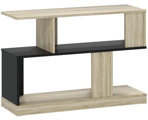 HOMCOM Tavolino a forma S, a 3 livelli con scaffali, 90 x 30 x 61 cm, Legno naturale e nero | Aosom Italy