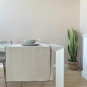 Côté Table Runner tavolo Corino Tinta Unita con Bordo Cotone Stone Wash 50x160 cm Natural