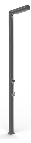 Doccia da Giardino in Alluminio con Miscelatore e Lavapiedi QUICK Q125 Dimensioni 12,6x9x h 210 cm - peso 8 kg con Soffione integrato, colore Ardesia Opaco