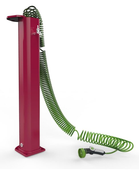 Fontana da Giardino In Alluminio GARDEN SURPRISE GS145 con Rubinetto Porta gomma , Tubo Flessibile , Tappo apribile Dimensioni 20x18xh 115 cm - peso 10 kg, Garantita Colore Rosso