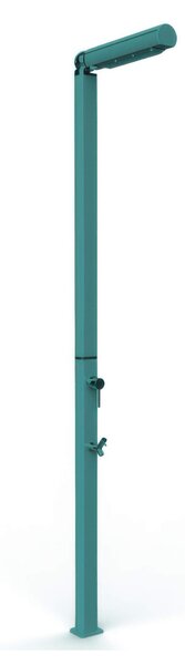 Doccia da Giardino in Alluminio con Miscelatore e Lavapiedi QUICK Q125 Dimensioni 12,6x9x h 210 cm - peso 8 kg con Soffione integrato, colore Ottanio Lucido Metallizzato