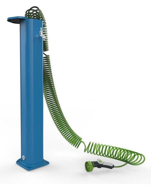 Fontana da Giardino In Alluminio GARDEN SURPRISE GS145 con Rubinetto Porta gomma , Tubo Flessibile , Tappo apribile Dimensioni 20x18xh 115 cm - peso 10 kg, Garantita Colore Blu