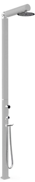 Doccia da Giardino Miscelatore Soffione e Doccetta Mobile QUICK Q125 Dimensioni 12,6x9x h 210 cm - peso 8 kg con Soffione250 mm, colore Bianco lucido