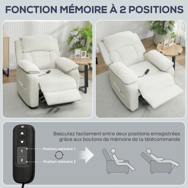 HOMCOM Poltrona Relax Elettrica, Poltrona Reclinabile con Porta USB, Poggiapiedi, Tasche Laterali e Telecomando, 86x90x103 cm, Crema | Aosom Italy