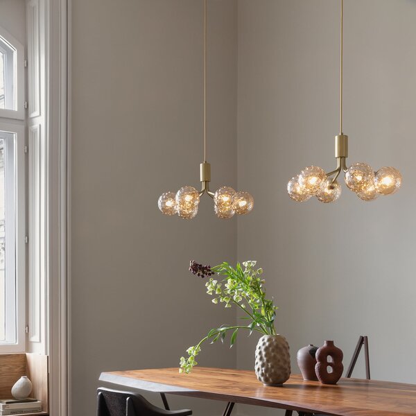 Lampada a sospensione Nuura Aps, Apiales 6, dimmerabile, Dorato / Ottone, Soggiorno, Vetro, Scandinavo