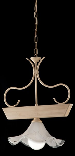 Lampadario Rustico Country Chic Classico In Legno Avorio Decape 1 Luce Cedro