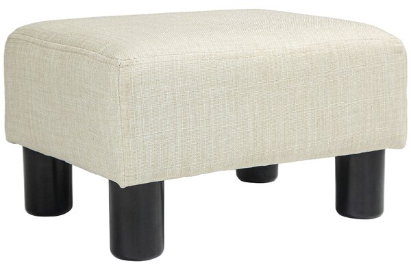 HOMCOM Pouf poggiapiedi compatto in tessuto effetto lino, portata 110 kg, 40 x 30 x 24 cm, Beige | Aosom Italy