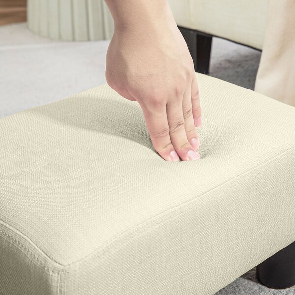HOMCOM Pouf poggiapiedi compatto in tessuto effetto lino, portata 110 kg, 40 x 30 x 24 cm, Beige | Aosom Italy