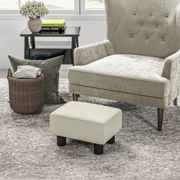 HOMCOM Pouf poggiapiedi compatto in tessuto effetto lino, portata 110 kg, 40 x 30 x 24 cm, Beige | Aosom Italy