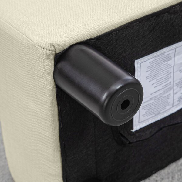 HOMCOM Pouf poggiapiedi compatto in tessuto effetto lino, portata 110 kg, 40 x 30 x 24 cm, Beige | Aosom Italy