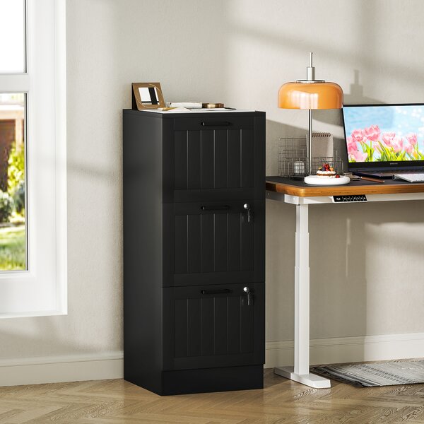 HOMCOM Cassettiera compatta 3 cassetti con serrature e guide regolabili, 40 x 40 x 101 cm, nero | Aosom Italy