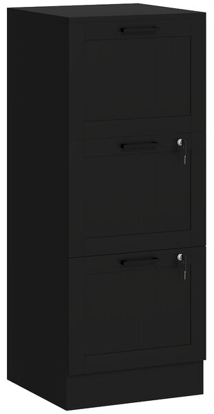 HOMCOM Cassettiera compatta 3 cassetti con serrature e guide regolabili, 40 x 40 x 101 cm, nero | Aosom Italy