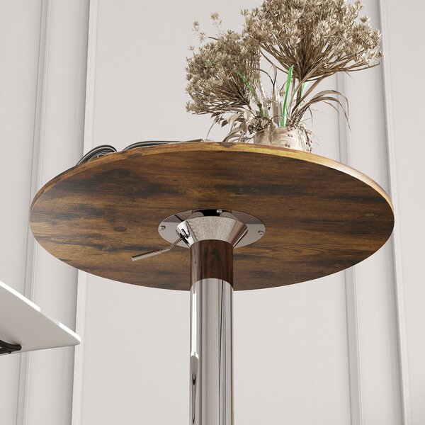 HOMCOM Tavolo Alto da Bar con Altezza Regolabile e Piano Girevole 360°, 60x60x93 cm, Marrone | Aosom Italy