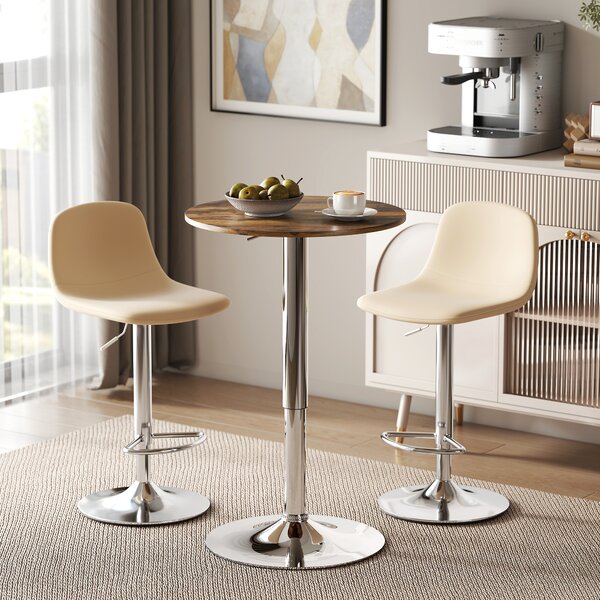 HOMCOM Tavolo Alto da Bar con Altezza Regolabile e Piano Girevole 360°, 60x60x93 cm, Marrone | Aosom Italy