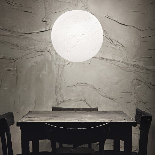 Sospensione Moderna Carta Metallo Bianco 1 Luce E27 D40Cm