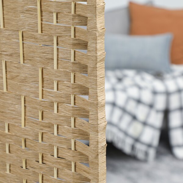 HOMCOM Paravento Interno a 8 Pannelli, Divisore di Ambienti Pieghevole, in Legno, 320x1,5x170 cm, Legno Naturale | Aosom Italy