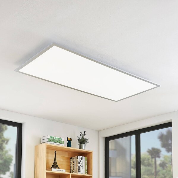 Plafoniera LED Lindby Zento, 120 cm, argento, 4.000 K Zento, Alluminio / Grigio / Zincato, Cucina, Plastica, Moderno, Pannello LED