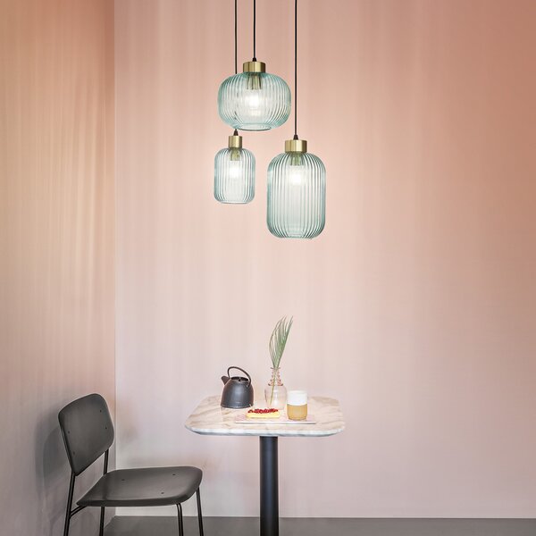 Sospensione Vintage-Decò Mint-3 Metallo Verde 1 Luce E27