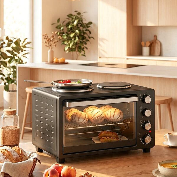 HOMCOM Forno Elettrico da Appoggio 28L 2600W con Piastre Riscaldanti, Temperatura Regolabile, Timer e Teglia, 48,6x36,3x33 cm, Nero | Aosom Italy