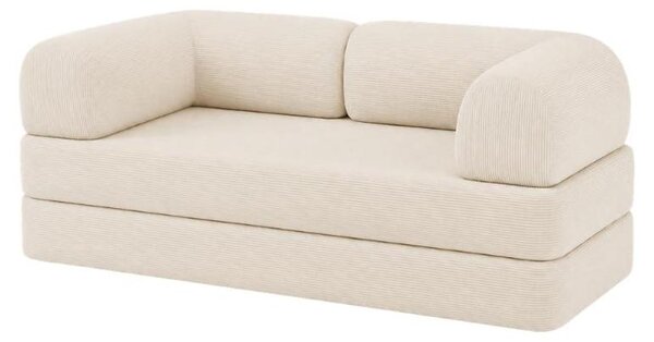 Divano letto 2 posti modulare in velluto a coste BANANAIR 90x180 cm bianco