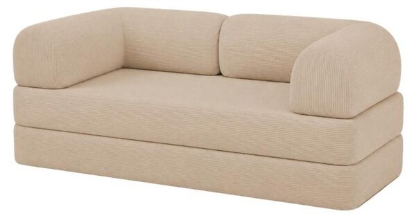 Divano letto 2 posti modulare in velluto a coste BANANAIR 90x180 cm beige