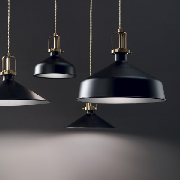 Sospensione Industrial-Minimal Eris-2 Metallo Nero 1 Luce E27