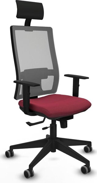 Sedia da ufficio con poggiatesta Piqueras y Crespo 1D066G1 Rosso granato