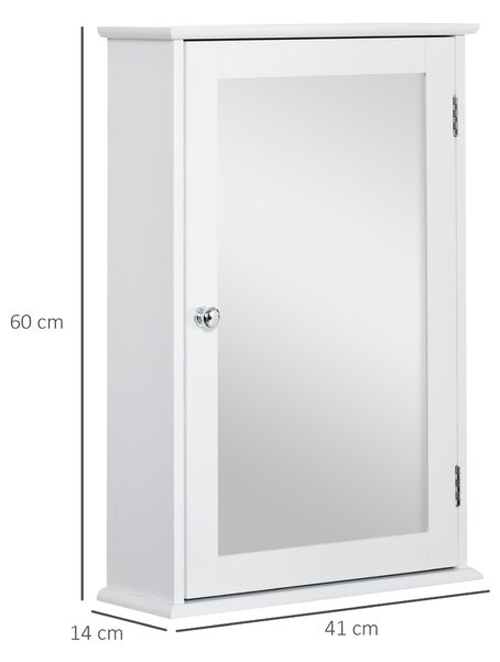 Kleankin Specchio Bagno Contenitore con Anta Magnetica, Mobile Bagno con Specchio, Ripiano Regolabile, Bianco | Aosom Italy