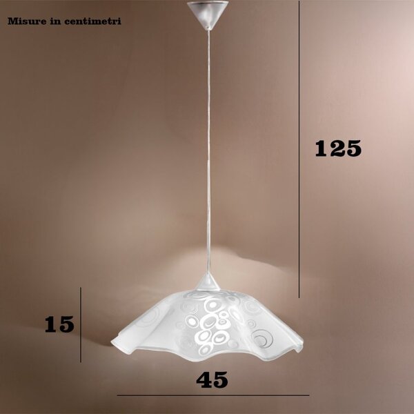 Sospensione moderna due p ghost 2592 s e27 led vetro ondulato bianco lucido - Due P Illuminazione